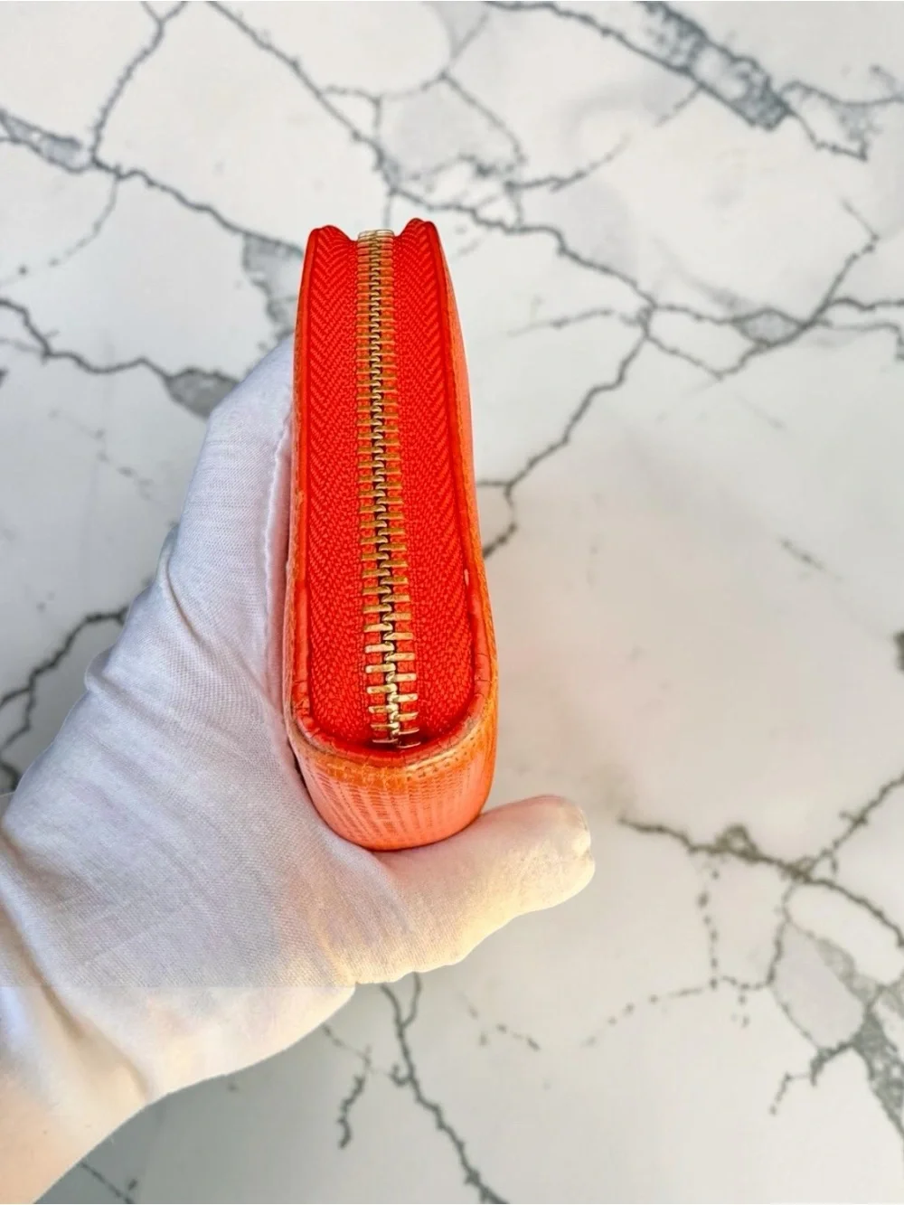 RARE Loewe Coral Orange Zip-Around Wallet